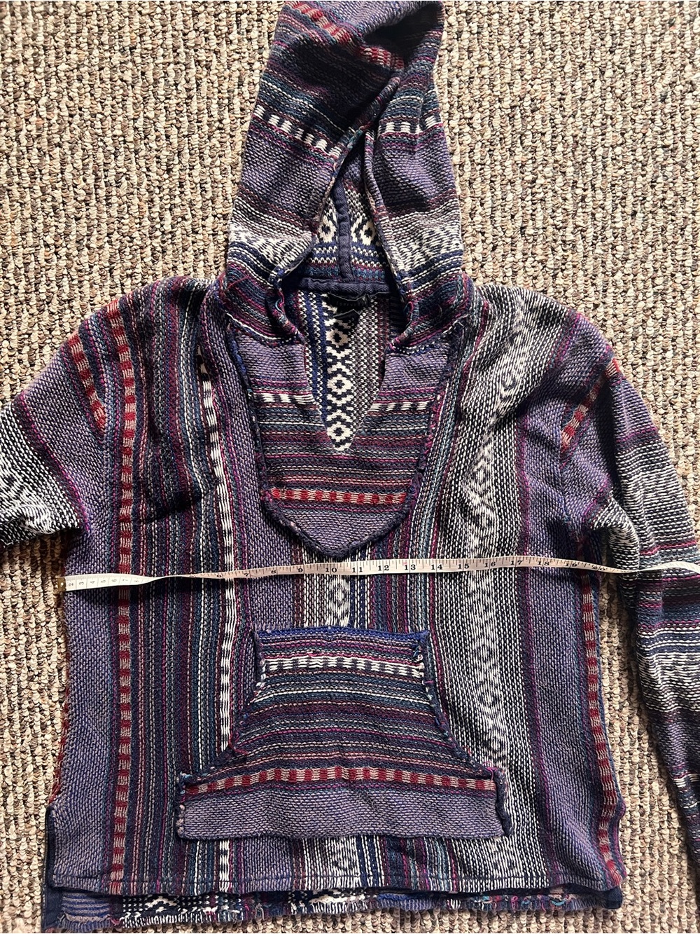Forever 21 Boho Knit Hoodie - Purple Blue Grey Stripe Pattern - Picture 3 of 4